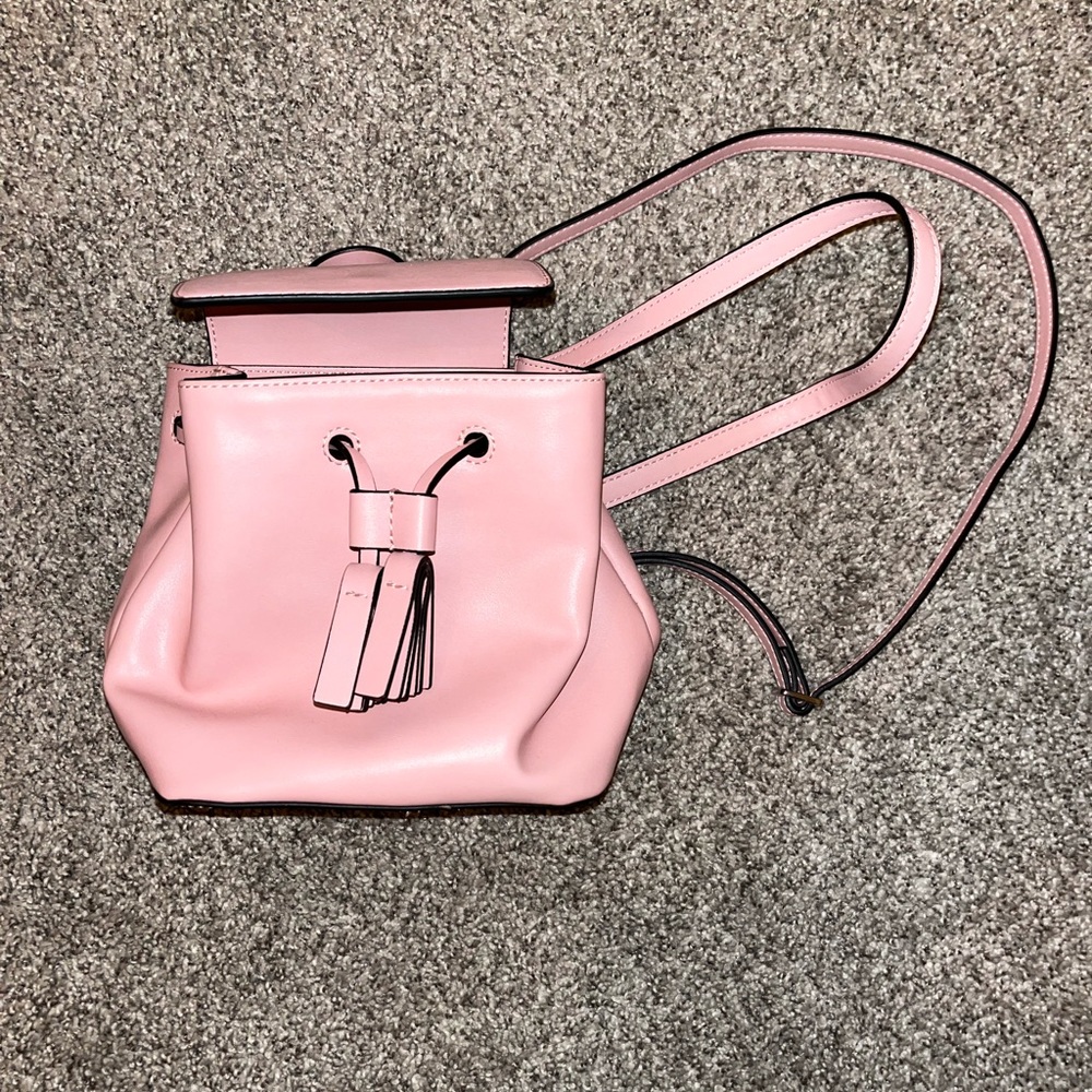 Mini Pink Leather Backpack